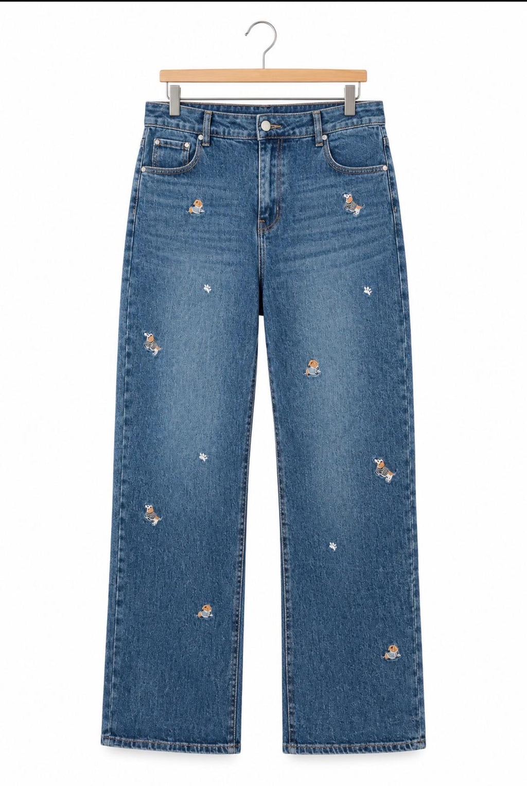 MODAS LA ELE PANTALON PATA RECTA BORDADOS PERRITOS