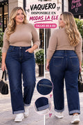 MODAS LA ELE PANTALÓN VAQUERO MOM FIT AZUL BRILLITOS EN BOLSILLO TALLA ESPECIAL MONICA