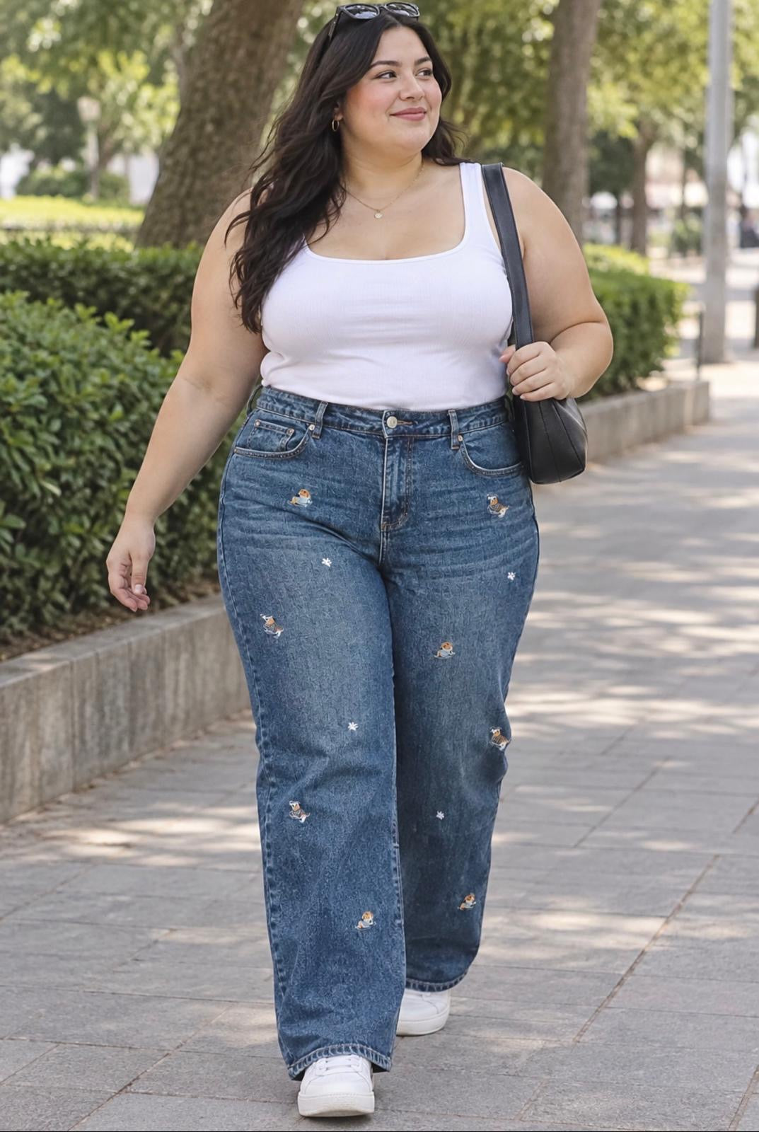 MODAS LA ELE PANTALON PATA RECTA BORDADOS PERRITOS